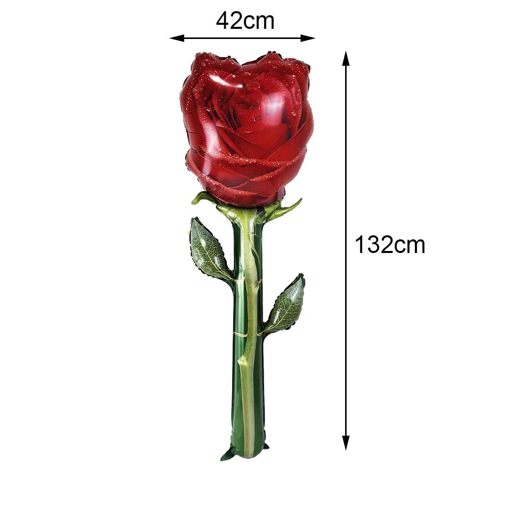 Día de San Valentín corazón rojo te amo labios rojos Rosa flor globos de aluminio decoración de boda aniversario despedida de soltera suministros para fiesta