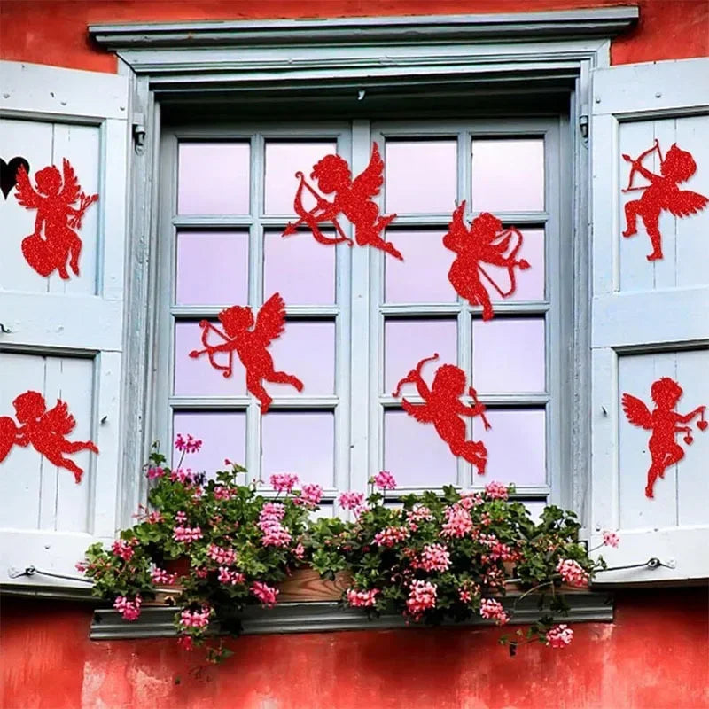 Pegatina para ventana con tema de amor de Cupido para el Día de San Valentín, decoración para fiesta del 14 de febrero de 2026, accesorios para el hogar
