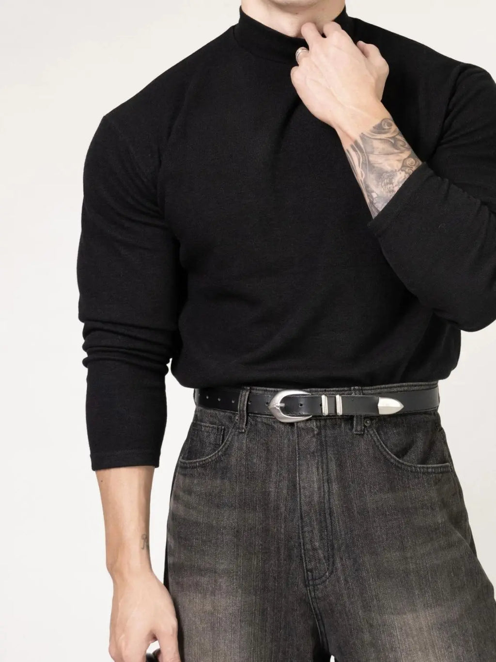 Camiseta deportiva para hombre, traje de entrenamiento de primavera y otoño, cuello alto roscado, corte ajustado, deportes, secado rápido, transpirable, mangas largas