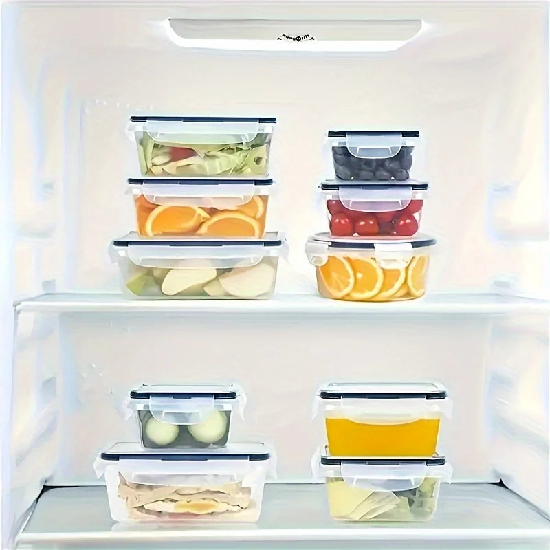Contenedor de Almacenamiento de Alimentos Transparente 8 Piezas con Tapa - Multicompartimentos para Frutas, Verduras, Pasta - Polipropileno