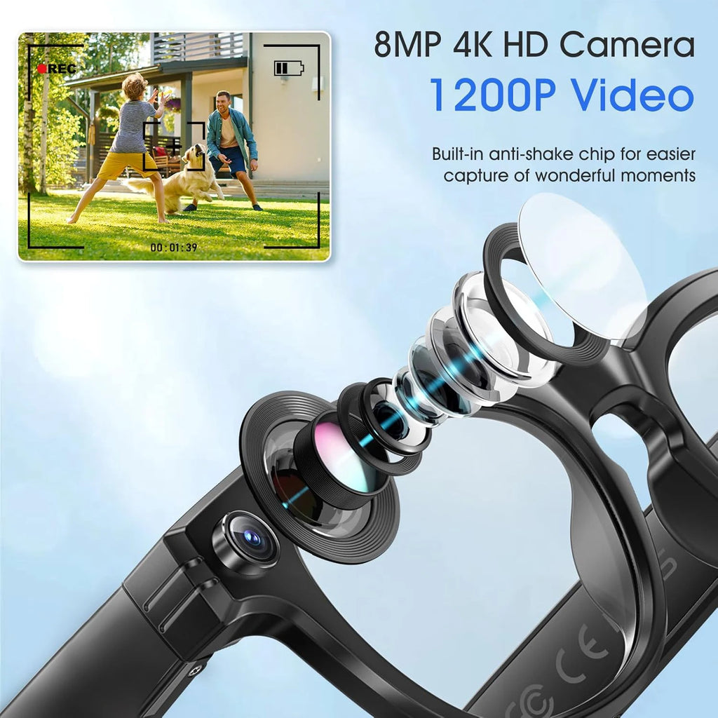 Gafas Inteligentes AI con Cámara 800W - Lentes Fotocromáticos, Traducción y Llamadas Bluetooth