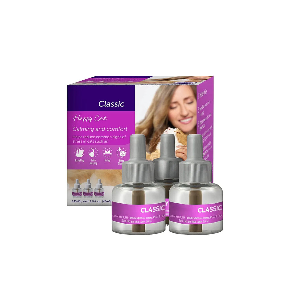 Recambio Calmante para Gatos 30 Días – Difusor de Feromonas Antiestrés (Pack 3 × 48 ml)