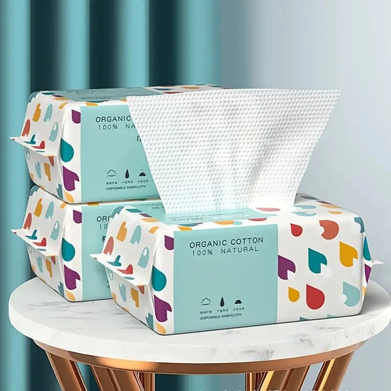 Toallas Faciales Desechables de Algodón 100% - Paquete de 100 Piezas Extra Gruesas