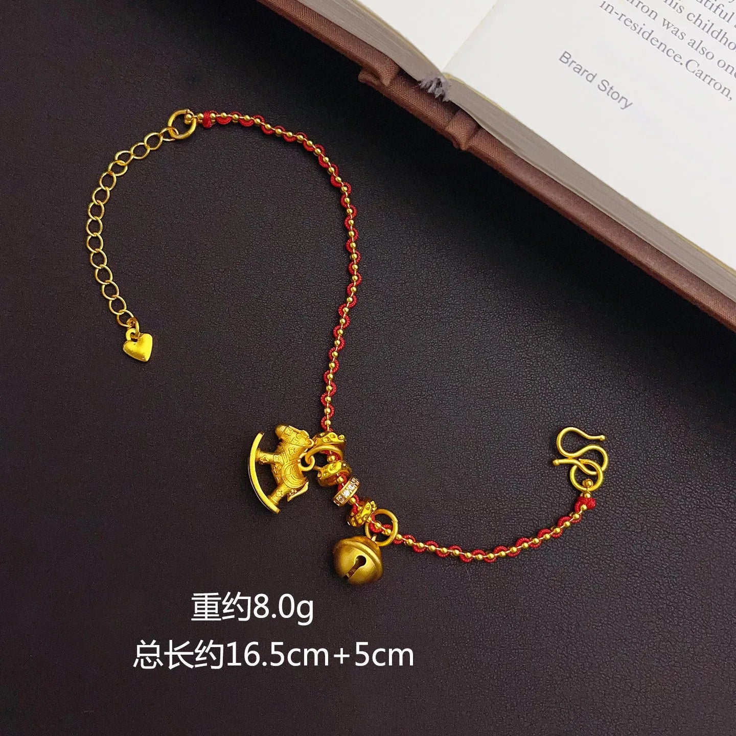 ✨ Pulsera Jiggly Horse Bell en Oro 24K AU999 para Mujer Campana Dorada de Alto Pulido | Brillo Elegante para Uso Diario