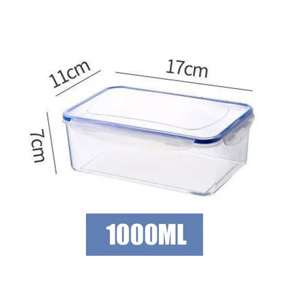 Caja de almacenamiento de plástico segura para refrigerador con tapa, recipientes y tarros de alimentos rectangulares sellados, apilables, trasparent, 1/4 Uds.