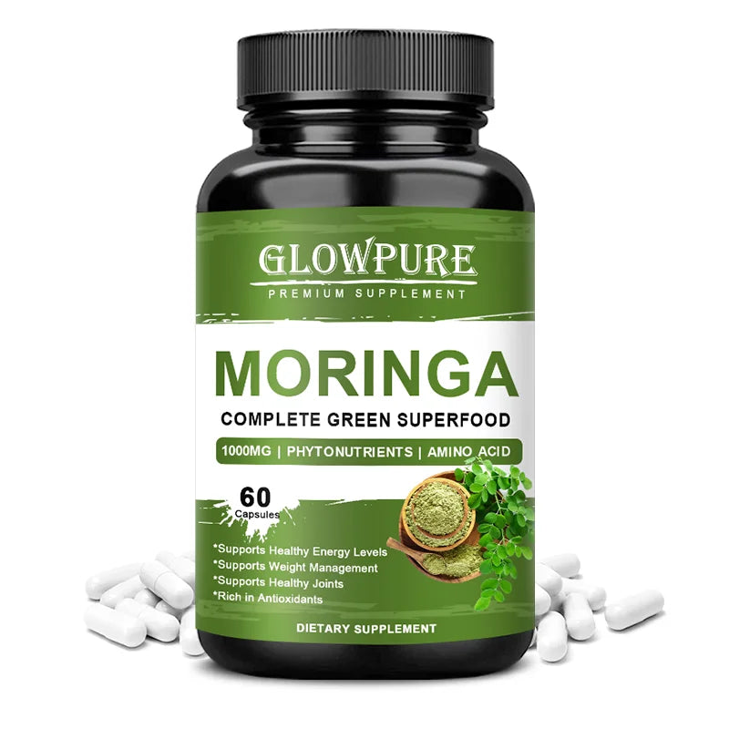 Cápsulas Pure Moringa: superalimento para energía, piel, salud inmune y intestinal con antioxidantes, vitaminas y aminoácidos