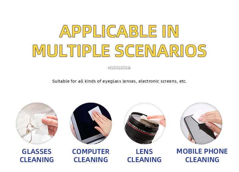 Toallitas Desechables para Gafas y Pantallas - Limpieza de Lentes (100 pcs)