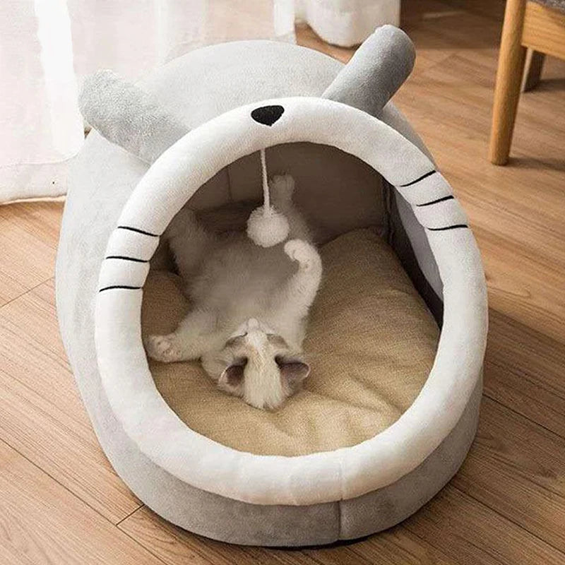 🐾 Cama Tipo Cueva para Gatos – Suave, Lavable y Plegable | Refugio Cálido para Mascotas