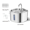 Fuente de Agua Automática para Gatos 2.2L de Acero Inoxidable con Ventana de Nivel