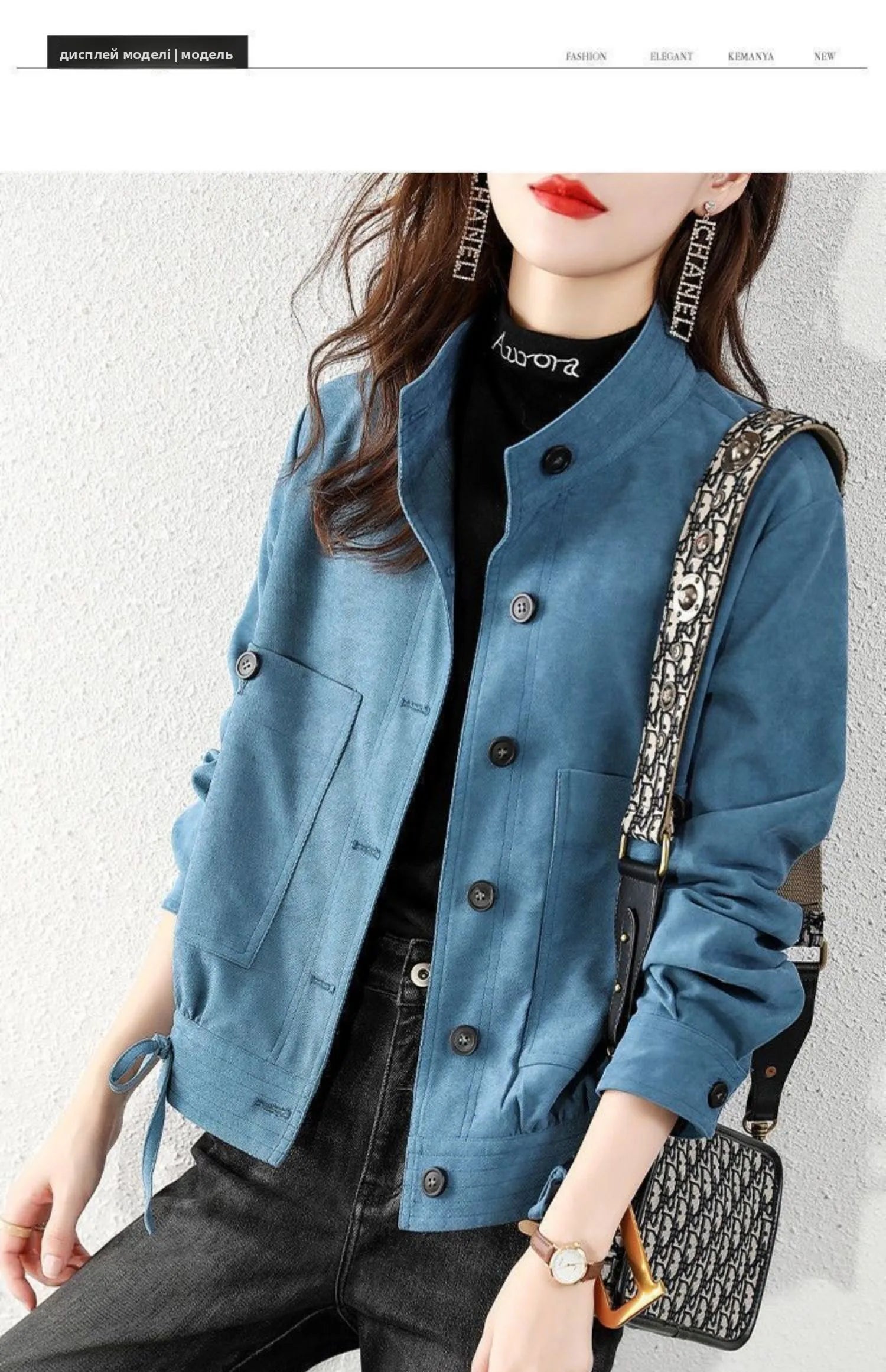 Chaqueta Corta de Motocicta para Mujer, de Alta Gama, Antienvejecimiento, Talla ande, Artística, Versátil, Moderna, para...