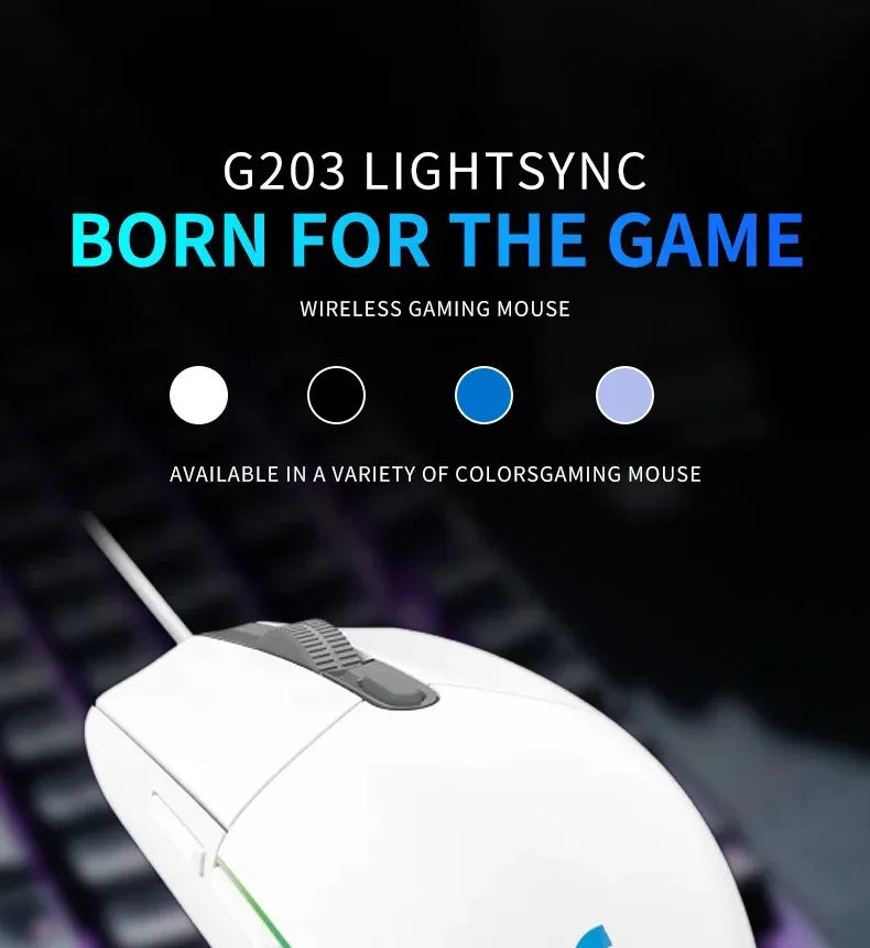 🖱️ Mouse Gamer con Cable Logitech G203 Precisión Profesional, 6 Botones Programables y Diseño Ergonómico