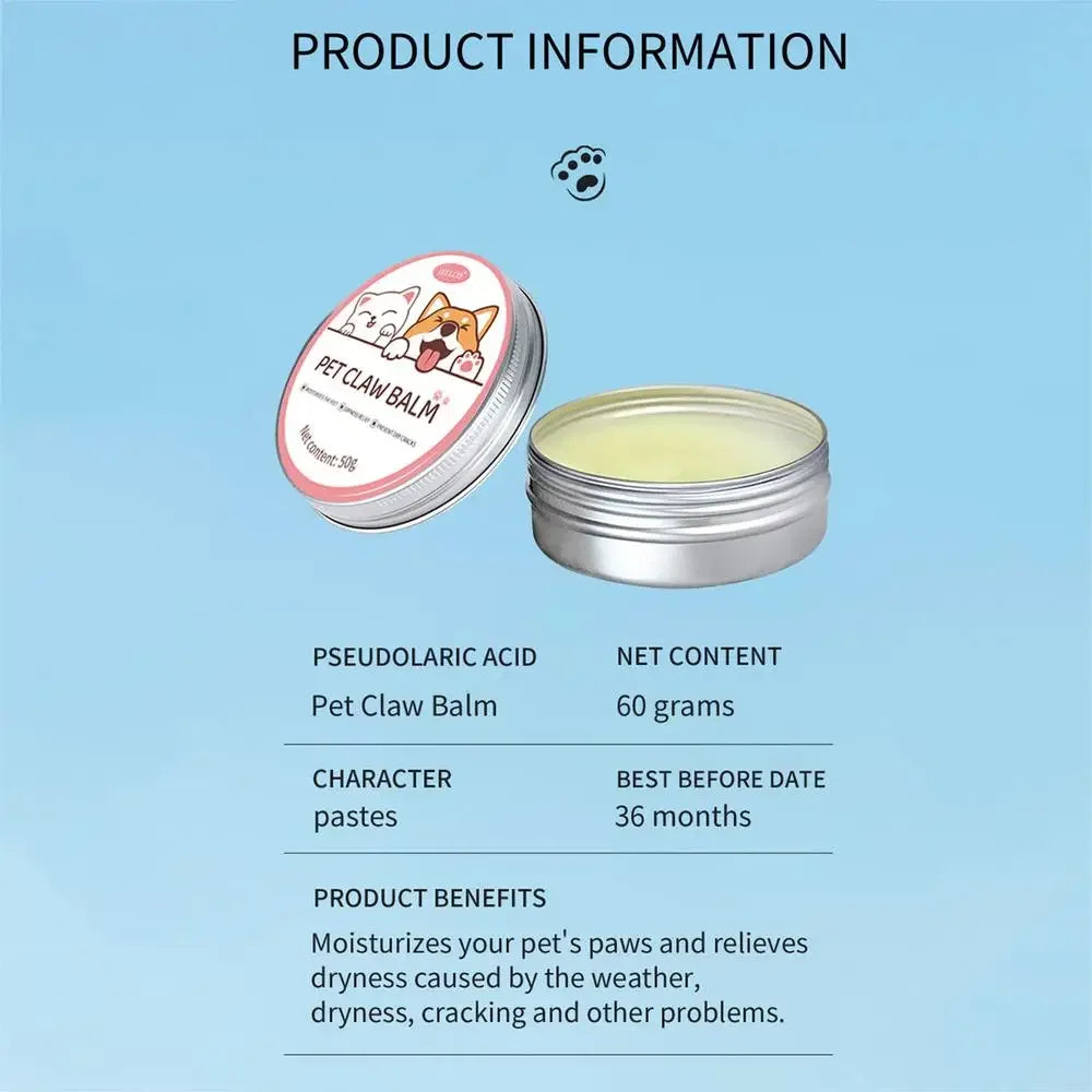 Bálsamo para patas de gatos, 50g, crema protectora para patas de perros y gatos, Protector de nariz para mascotas, hidratante, grietas para mascotas, accesorios de reparación de pies para gatos