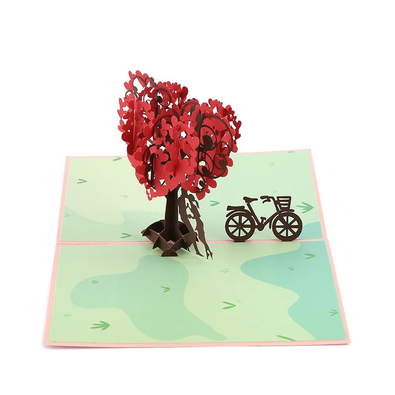 Tarjetas del Día de San Valentín Tarjeta de felicitación de amor 3D Amor Árbol Corazones Pareja para esposa Marido Su él Pareja Popup Tarjeta de boda 1 unids
