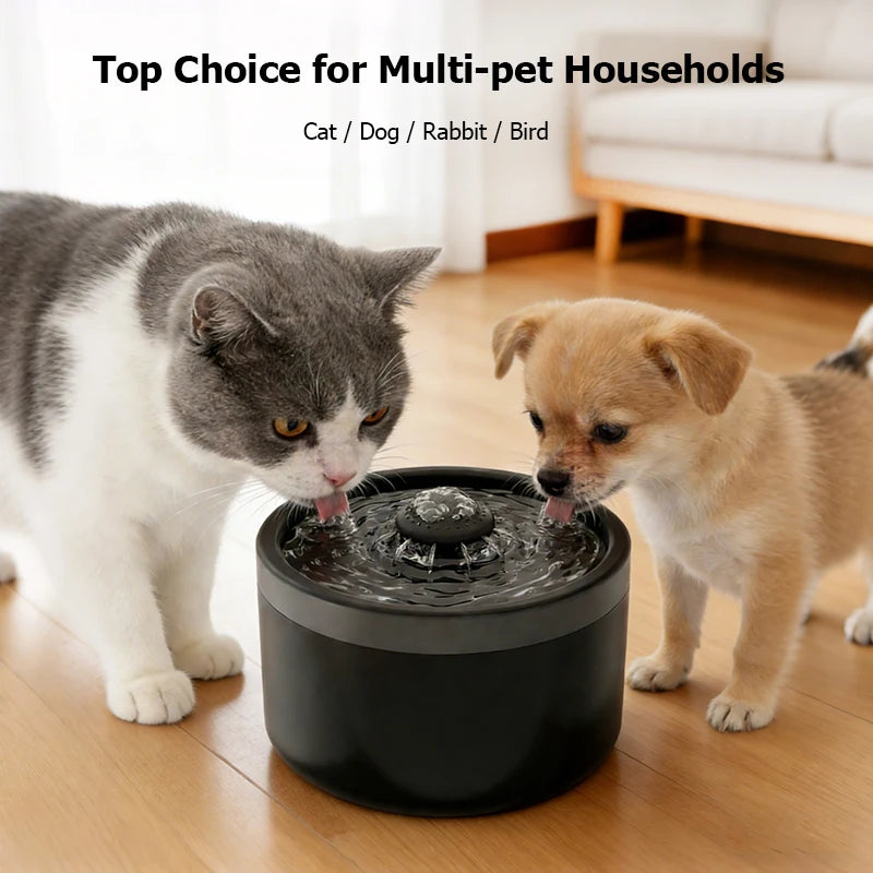 Bebedero Automático para Gatos y Perros 1.8L – Fuente de Agua Silenciosa con Filtro y Base Antideslizante