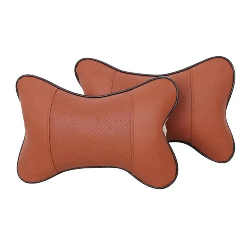 Almohadas para el cuello del coche, paquete de 1 Uds. De cuero Pu de ambos lados, reposacabezas para aliviar el dolor de cabeza, almohada Universal de fibra rellena para coche