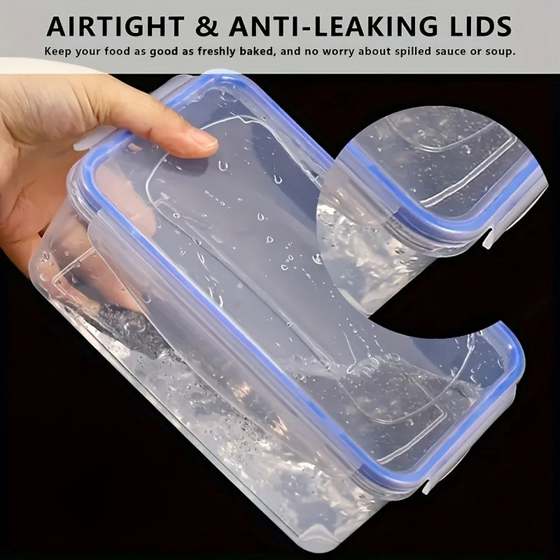 Contenedor de Almacenamiento de Alimentos Transparente 8 Piezas con Tapa - Multicompartimentos para Frutas, Verduras, Pasta - Polipropileno