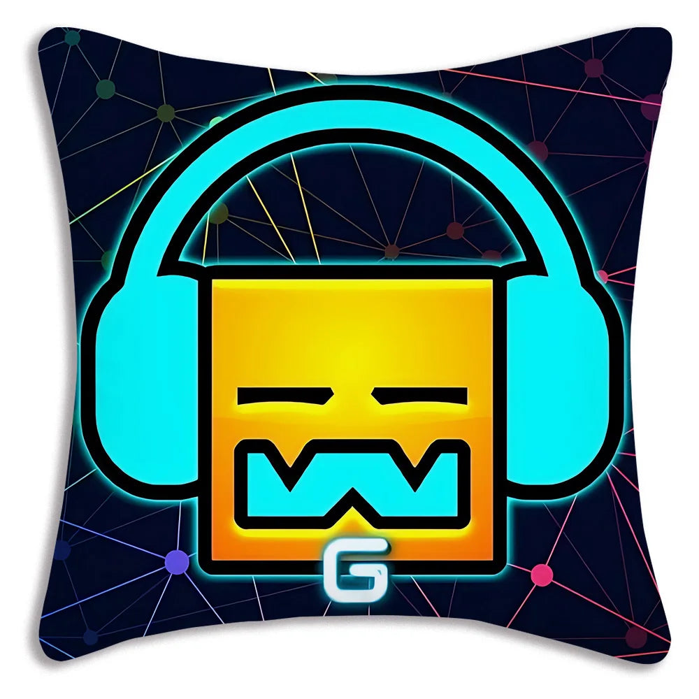 Fundas de almohada geométricas de dibujos animados Dash Videojuego sofá decorativo hogar impresión de doble cara funda de cojín bonita de felpa corta