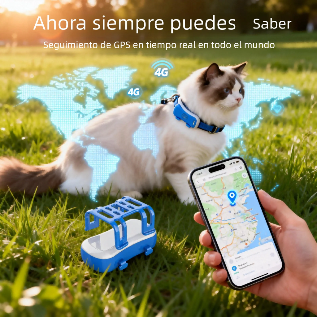 Collar GPS 4G para Perros y Gatos – Rastreador en Tiempo Real con SIM, Geocerca y +10 Días de Batería