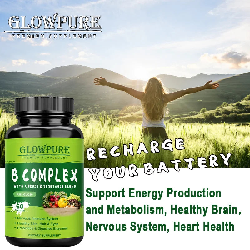 Complejo de Vitaminas B para Energía y Sistema Nervioso | Apoyo a Inmunidad, Corazón, Cabello, Piel y Uñas