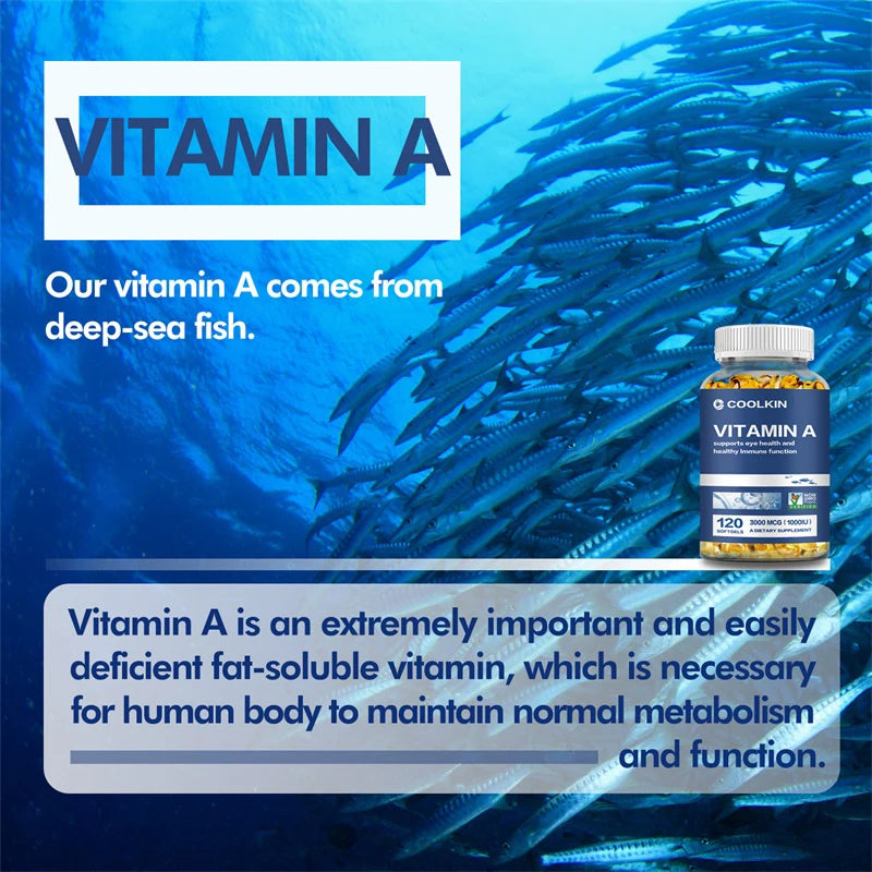 Vitamina A 10,000 UI Coolkin | Apoyo para la Salud de los Ojos, la Piel y el Sistema Inmunológico