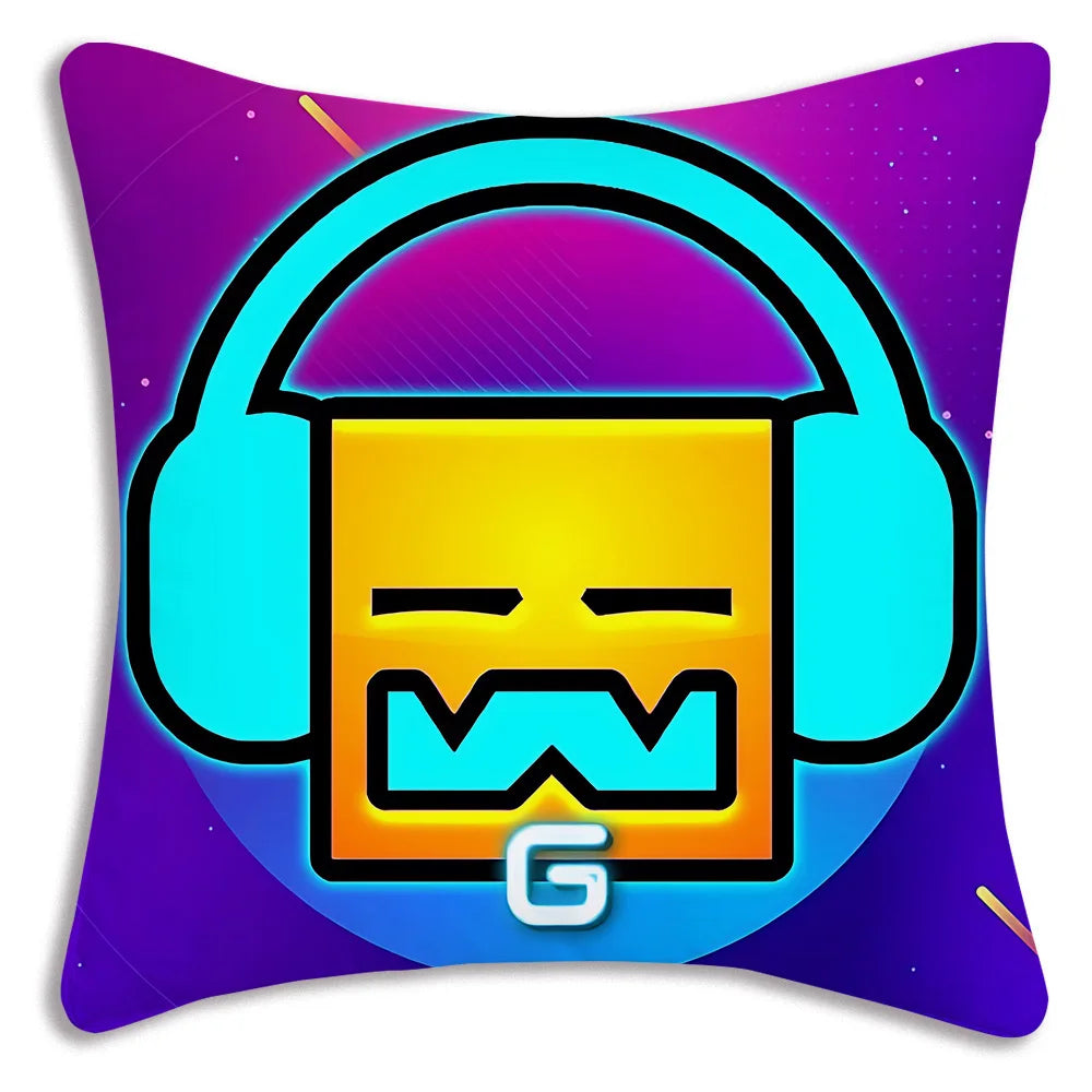 Fundas de almohada geométricas de dibujos animados Dash Videojuego sofá decorativo hogar impresión de doble cara funda de cojín bonita de felpa corta