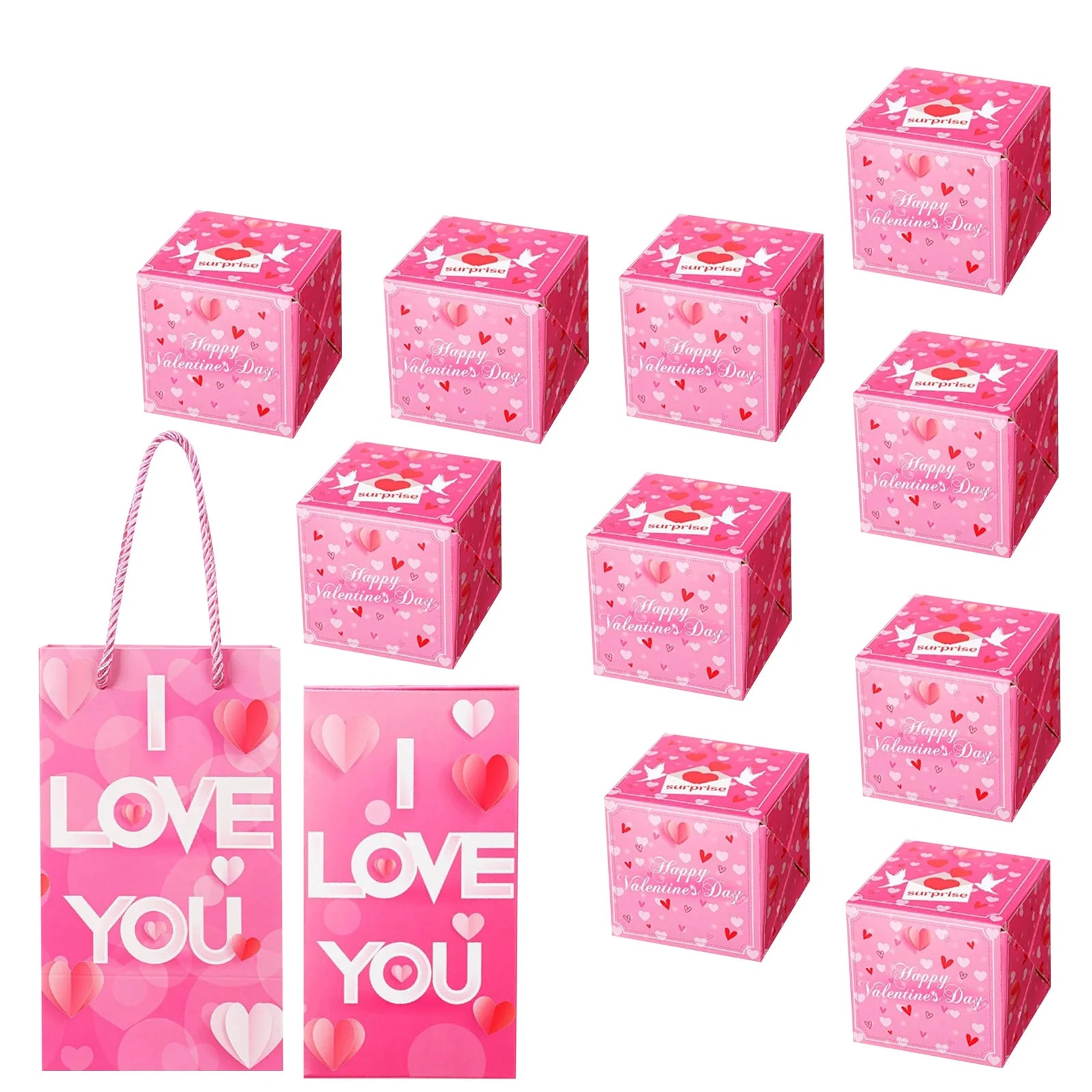 Caja de regalo de rebote sorpresa con tema de amor para el Día de San Valentín, caja de efectivo para regalo de cumpleaños, caja de regalo emergente para dinero, recuerdos de fiesta de San Valentín, 6 uds.