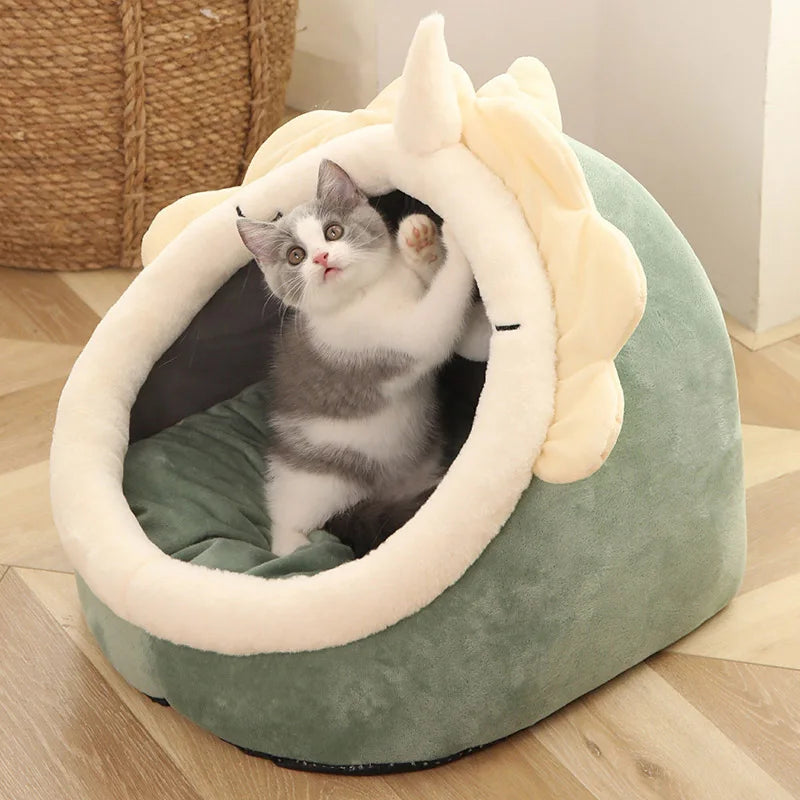 🐾 Cama Tipo Cueva para Gatos – Suave, Lavable y Plegable | Refugio Cálido para Mascotas