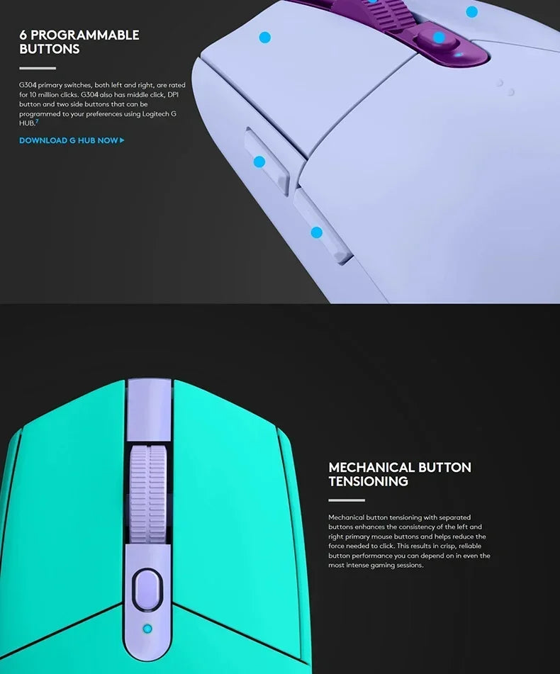 🖱️ Mouse Gamer Inalámbrico Logitech G304 / G305 Lightspeed Precisión HERO 12,000 DPI | Ultraligero, 6 Botones Programables y Plug & Play