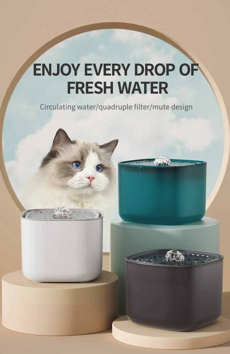 Fuente de agua para gatos de 3L, filtro de recircular automático, bebedero de agua para gatos de gran capacidad, dispensador de agua silencioso eléctrico USB para gatos