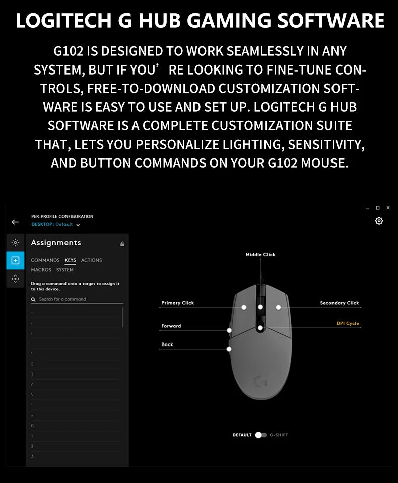 Mouse Gamer Logitech G102 | Sensor de Alta Precisión, Iluminación RGB y Rendimiento Duradero