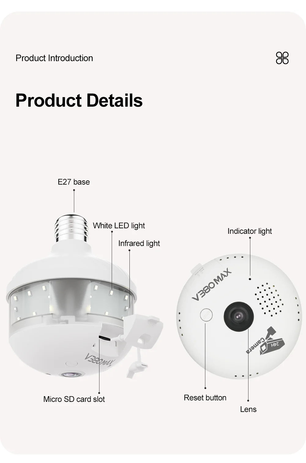Cámara de Seguridad WiFi V380 Pro 4MP - Visión Nocturna Color, Detección Humana y Foco LED