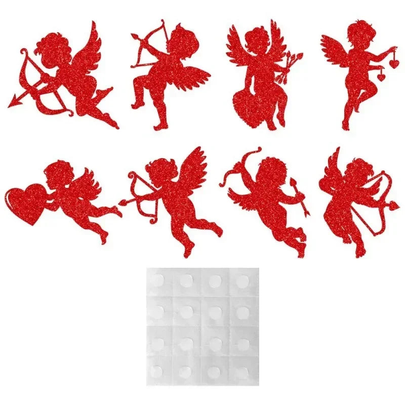 Pegatina para ventana con tema de amor de Cupido para el Día de San Valentín, decoración para fiesta del 14 de febrero de 2026, accesorios para el hogar