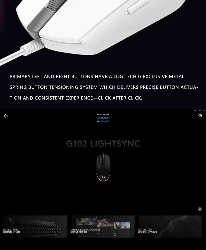Mouse Gamer Logitech G102 | Sensor de Alta Precisión, Iluminación RGB y Rendimiento Duradero