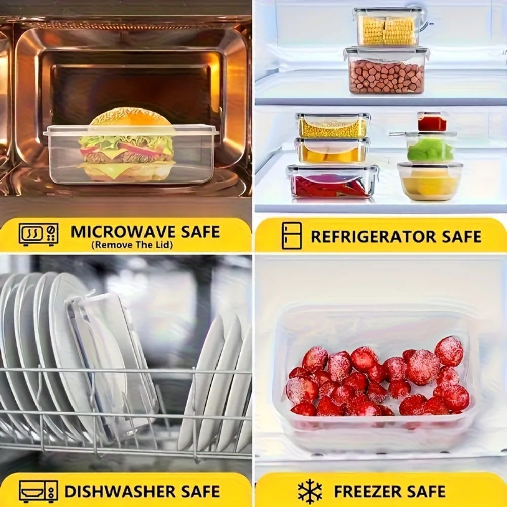 Contenedores de alimentos herméticos sin BPA, 8 unidades, con tapas de bloqueo, almacenamiento de plástico PP seguro para microondas/congelador para productos secos/frutas/verduras