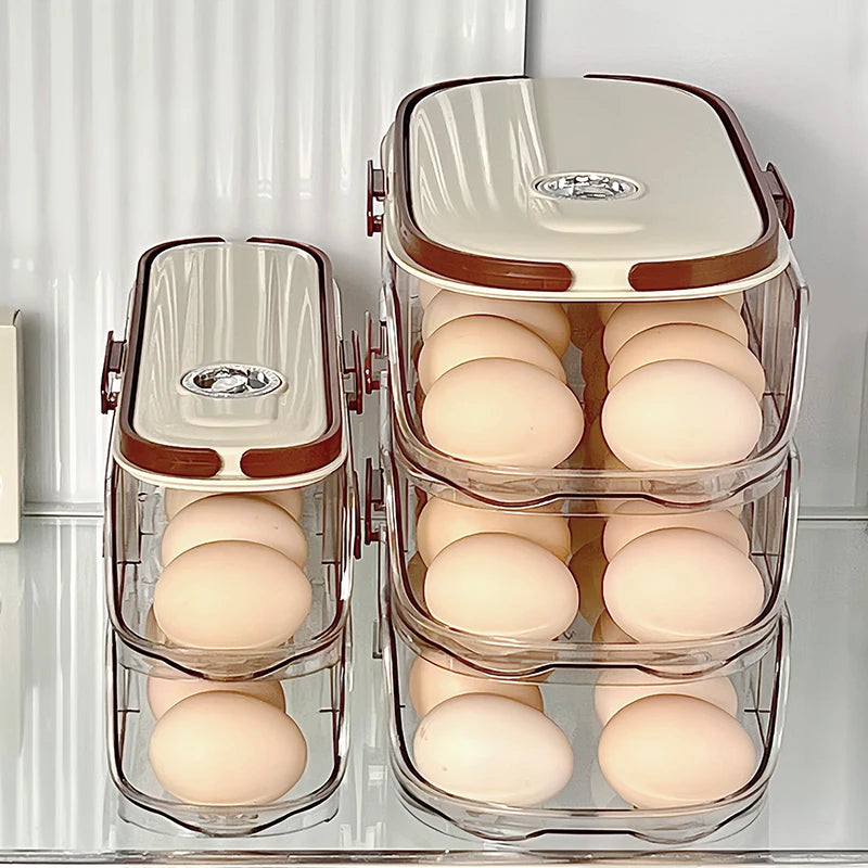 Caja de almacenamiento de huevos para refrigerador doméstico, soporte para huevos rodante automático, organizador de rodillos para huevos, estante para huevos para encimera de cocina, 1 Uds.