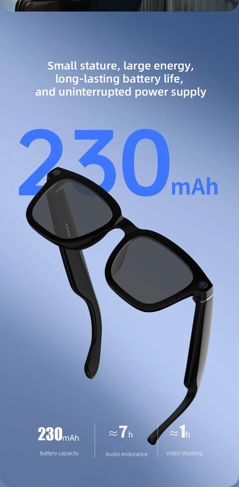 Gafas inteligentes AI, traducción AI, cámara HD de 8MP, imagen de disparo 4K, grabación de conversación, escucha de música, novedad de 2026