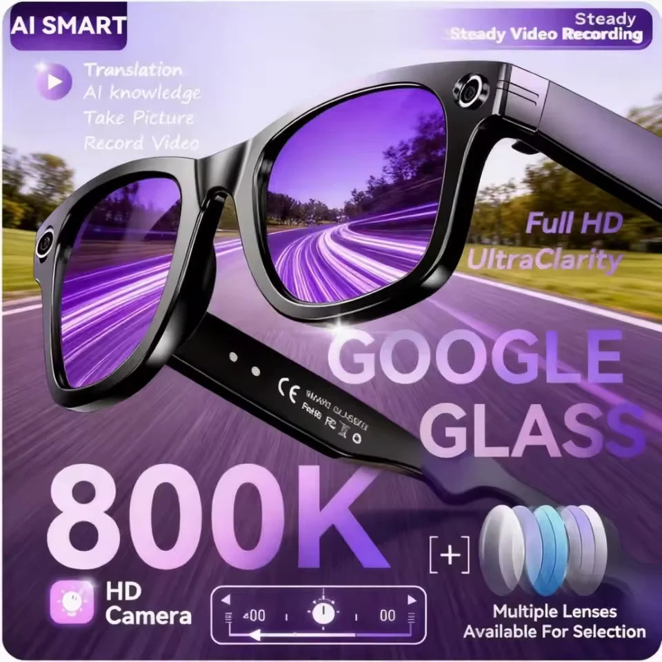 Gafas Inteligentes AI con Cámara 800W - Lentes Fotocromáticos, Traducción y Llamadas Bluetooth