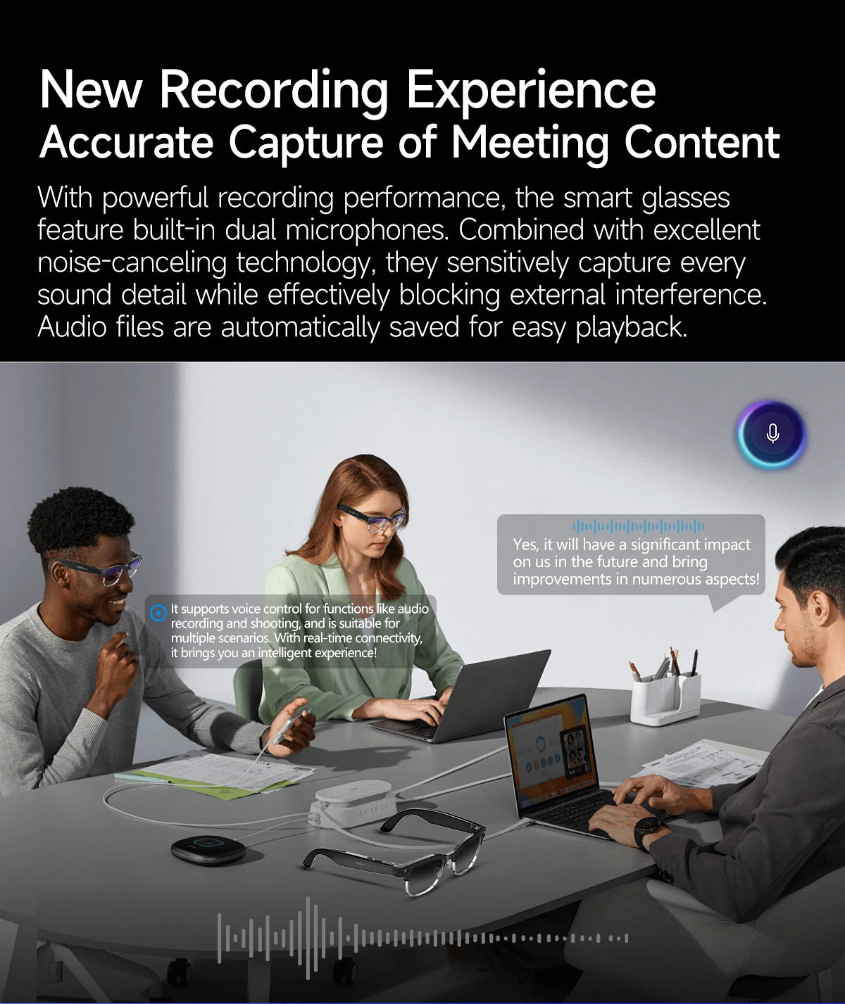Gafas Inteligentes AI con Cámara 8MP - Grabación Video, Traducción y Bluetooth IP66