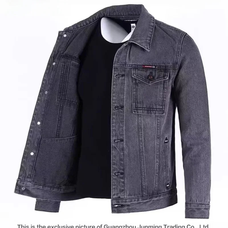 Chaqueta de mezclilla informal a la moda para hombre, ropa de trabajo, estilo clásico, manga larga, resistente al viento, par...