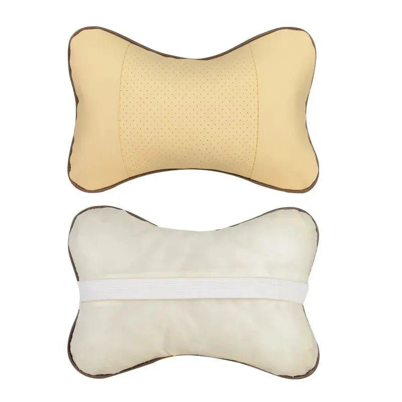 Almohadas para el cuello del coche, paquete de 1 Uds. De cuero Pu de ambos lados, reposacabezas para aliviar el dolor de cabeza, almohada Universal de fibra rellena para coche