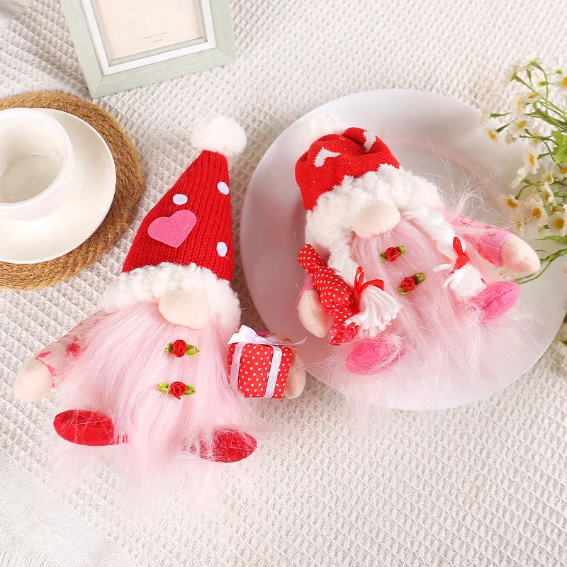 💕 Gnomo Decorativo Iluminado para San Valentín Muñeco Tejido sin Rostro con Luz LED | Regalo Romántico y Decoración del Hogar