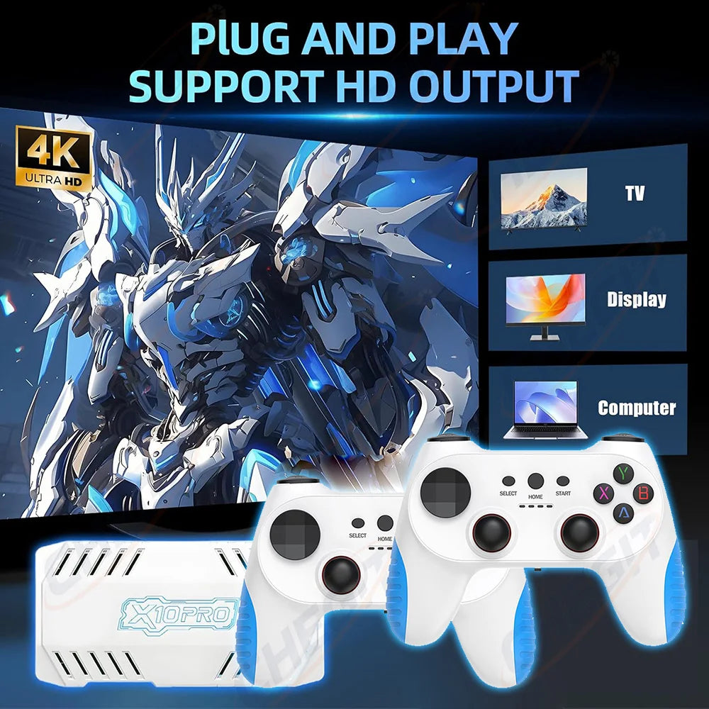 Nuevo 128G 50000 + Game Stick X10 Pro 4K Video TV consola de juegos inalámbricos Gamepads Videojuego/64G 20000+ juegos Arcade clásicos