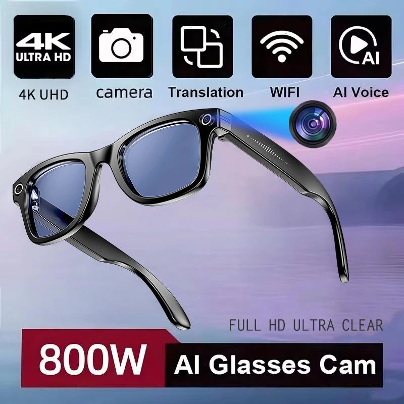Gafas Inteligentes AI con Cámara 800W - Lentes Fotocromáticos, Traducción y Llamadas Bluetooth