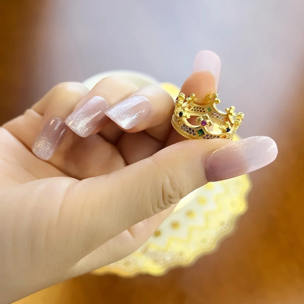 Anillo de Plata de Ley 925 para mujer, joya fina de estilo europeo de oro con corona de Reina, joya de diseño majestuoso