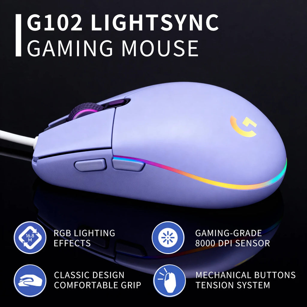 Mouse Gamer Logitech G102 | Sensor de Alta Precisión, Iluminación RGB y Rendimiento Duradero