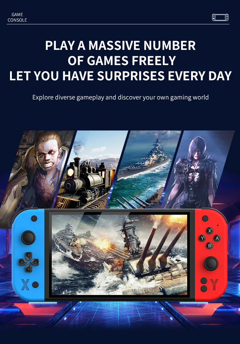 Consola de juegos portátil G90 de 7 pulgadas, 64GB, 4000mAh, arcade, adecuada para PSP/PS1, controlador de juego de TV retro, regalo para niños