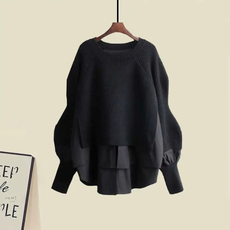 Conjunto de Moda Otoñal para Mujer: Diseño Exclusivo y Moderno, Ceco con Efecto de Dos Piezas y Falda ter, Conjunto de ...