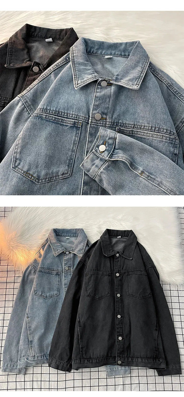 Chaqueta vaquera retro americana para hombre, estilo casual coreano, tendencia de primavera y otoño, ropa de trabajo, estilo ...