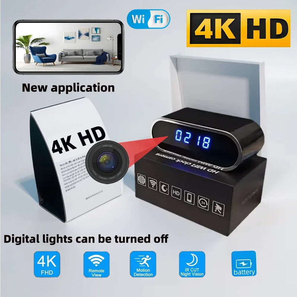 Mini Cámara WiFi 4K HD - Visión Nocturna Infrarroja, Detección de Movimiento y Visualización Remota