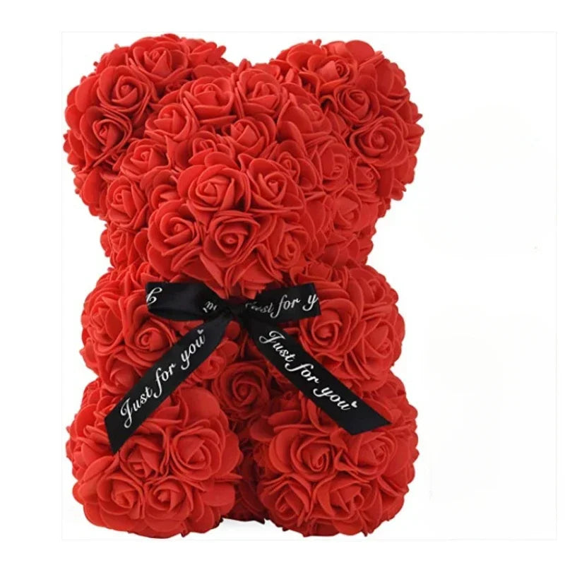 2025 Nueva flor artificial Rosa eterna Oso de peluche para mamá Día de la madre Cumpleaños Día de San Valentín Regalos y decoraciones de aniversario